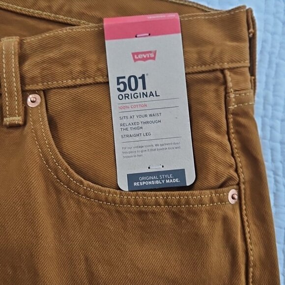 Levi's 501 Original Jeans Men's 40x29 Stretch Rust Brown Button Fly NWT Classic - Picture 14 of 16